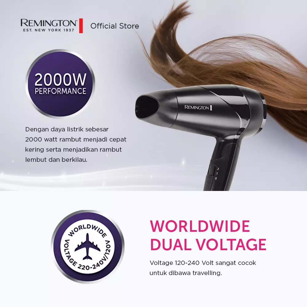 Remington Hairdryer / Pengering Rambut Jet Setter 2000 D1500