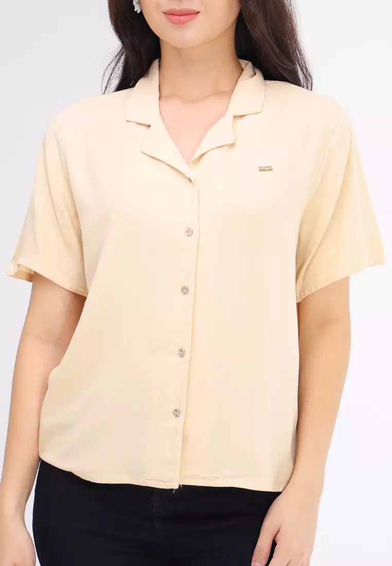 Short Slvs.Notch Collar Blouse