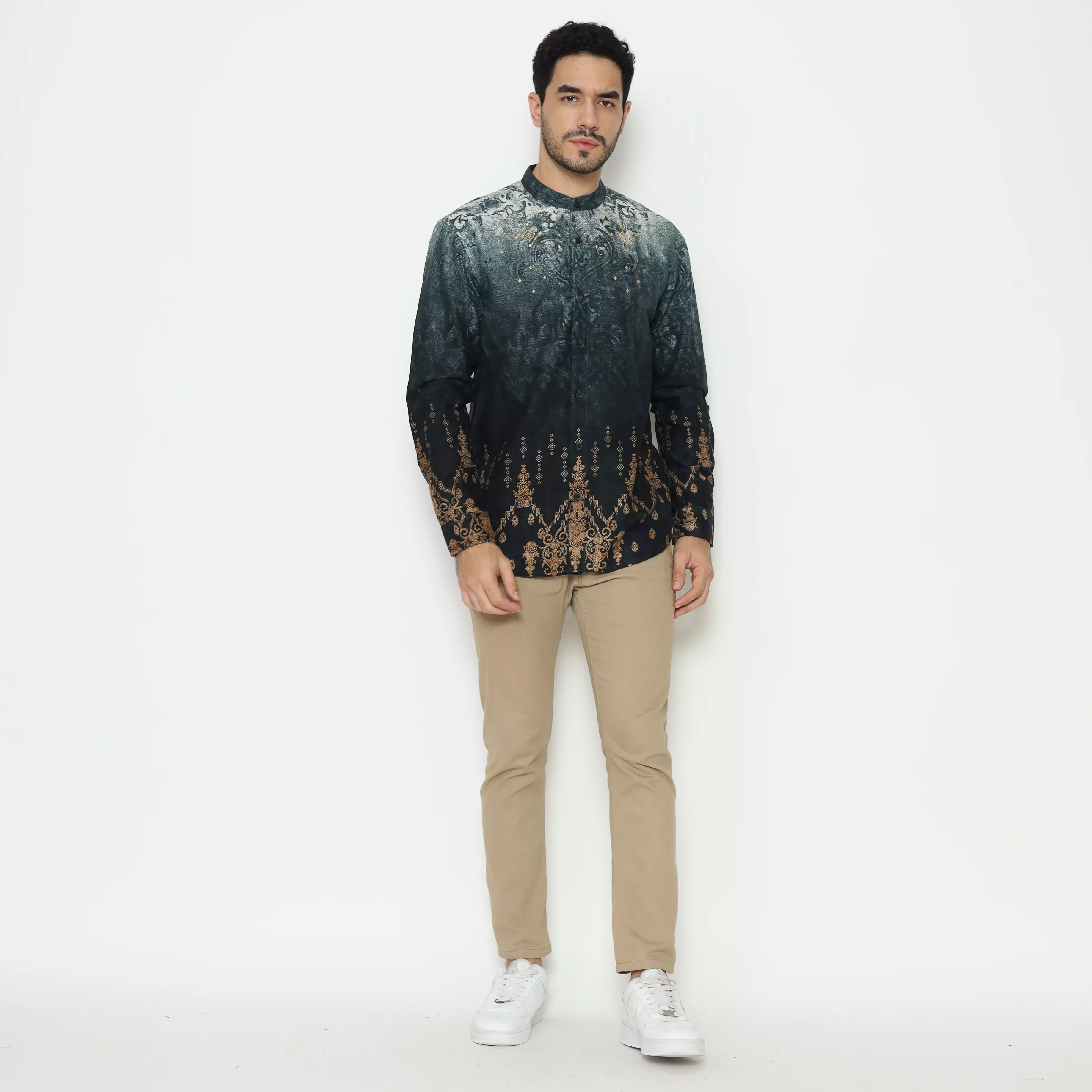 AMK Kemeja Koko Pria Lengan Panjang KK Abyan L/S Green