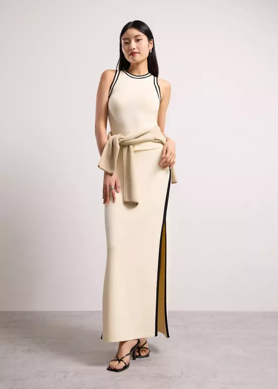 Rok Wanita - Elastic Knit High Waist Column Maxi Skirt