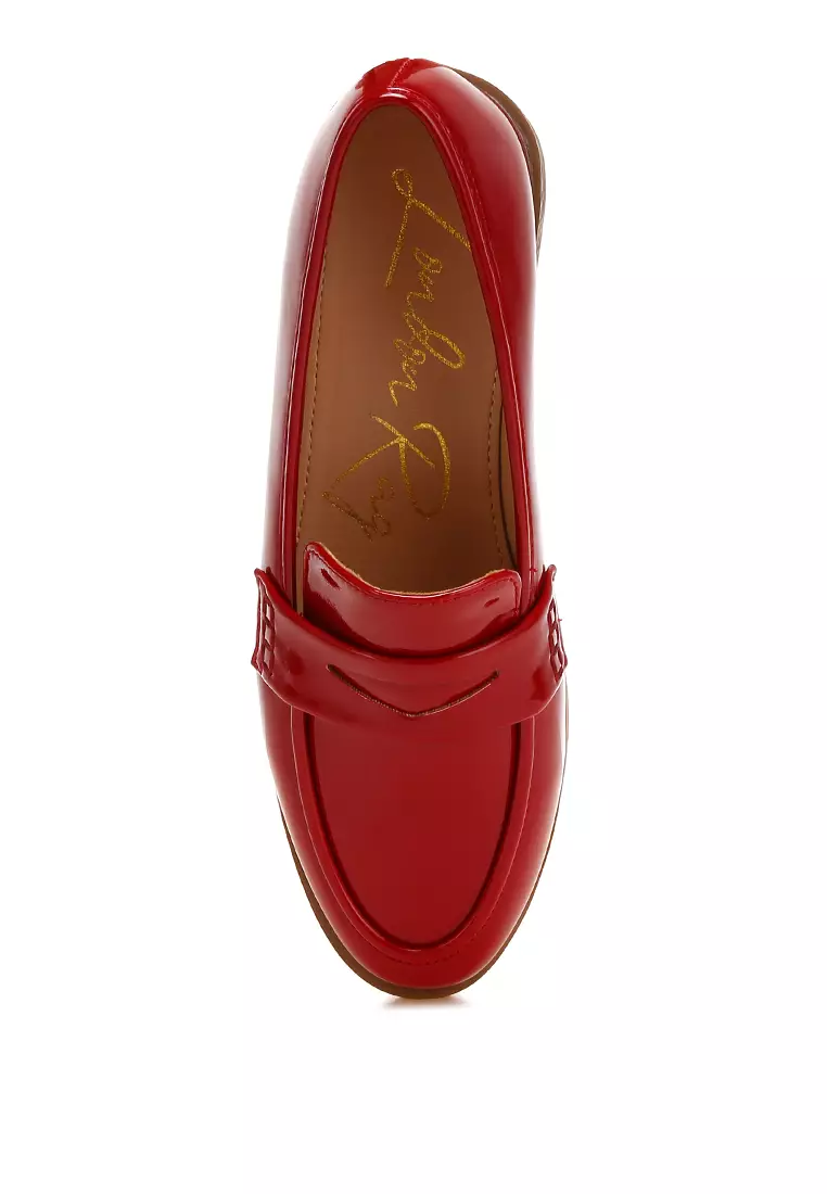 Penny Strap Detail Loafers in Red