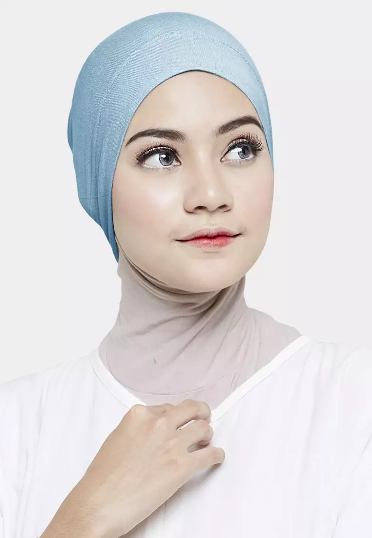 Cotton Bee - Inner Rayon Basic | Ciput Hijab Karet | Dalaman Kerudung - Sky Blue