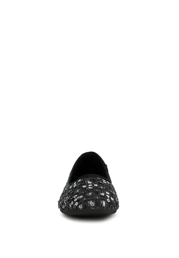 Black Sequin Ballet Flats