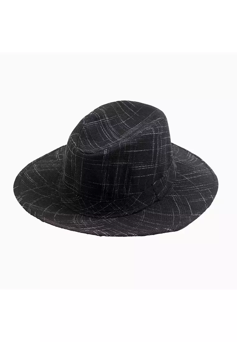 Houseofcuff Topi Panama Hat Fedora Pantai Cowboy Lebar Unisex Hitam
