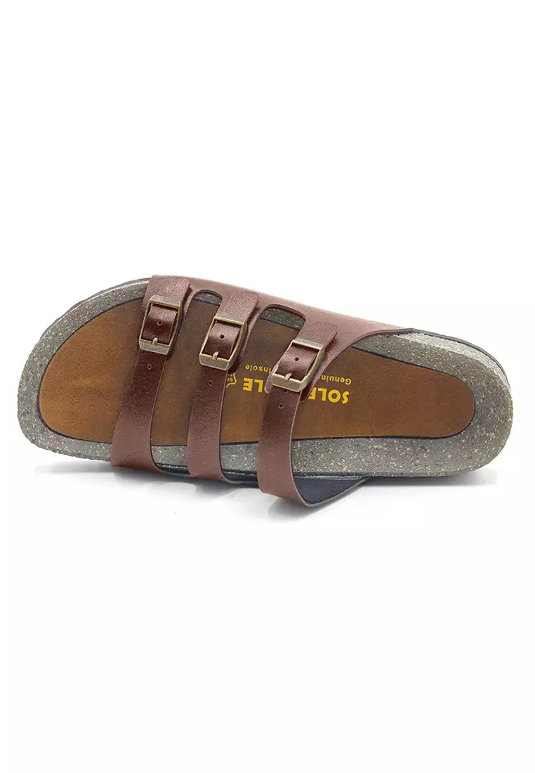 Ely - Red Leather Sandals & Flip Flops & Slipper