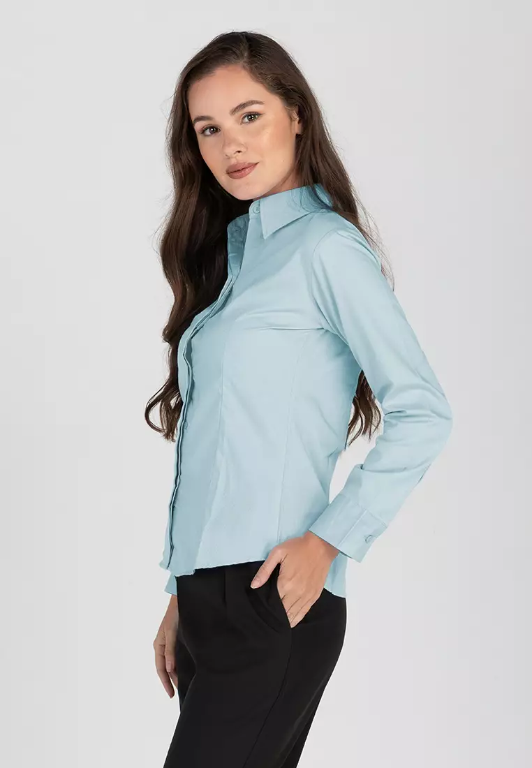 Della Long Sleeve Button Down Office Blouse