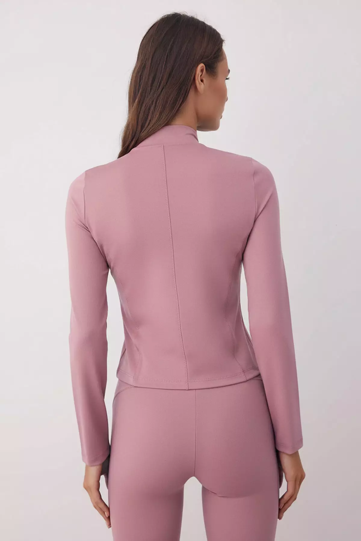 Rose Dried Fleece Fitted Zippered High-Neck Knitted Sports Jacket/Sweatshirt Twoaw23Bz592