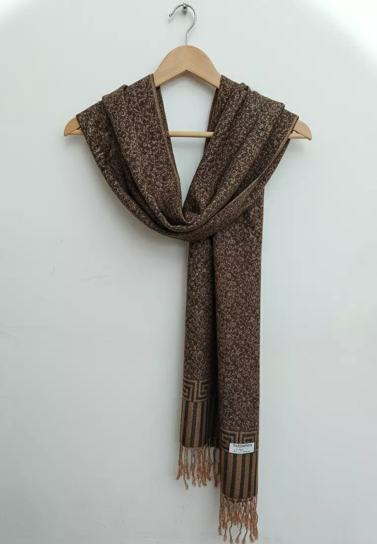 Aksesoris Syal Wanita Reversible Viscose Small Floral Pattern Pashmina Shawl Syal Wanita Bronze