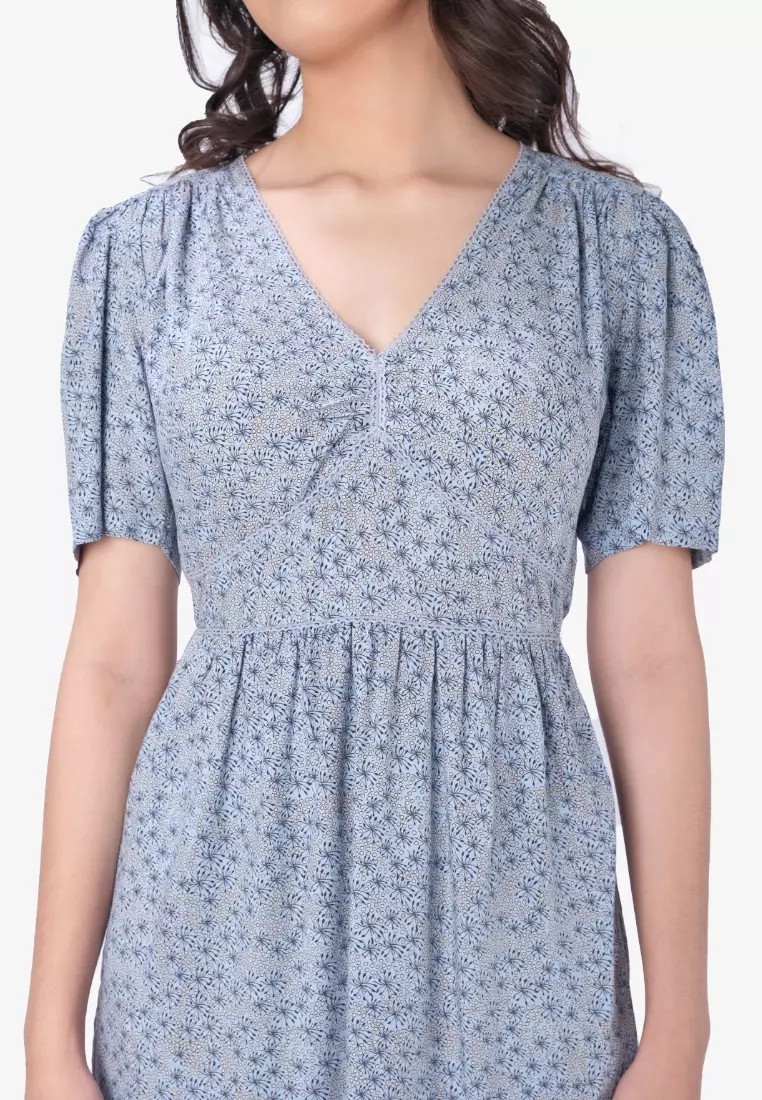 Floral Dress With Cut And Sew