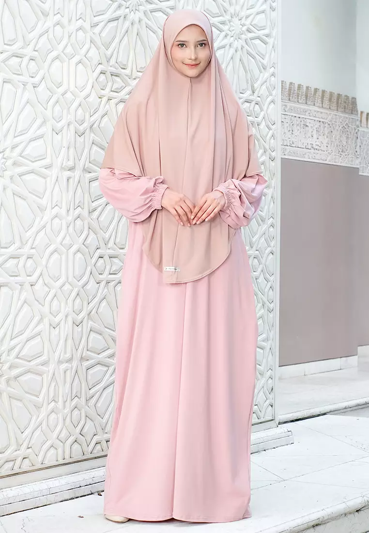 JV Hasanah Abaya Rayon Bergo Syar'i Rosegold | Gamis Abaya Rayon Jumbo