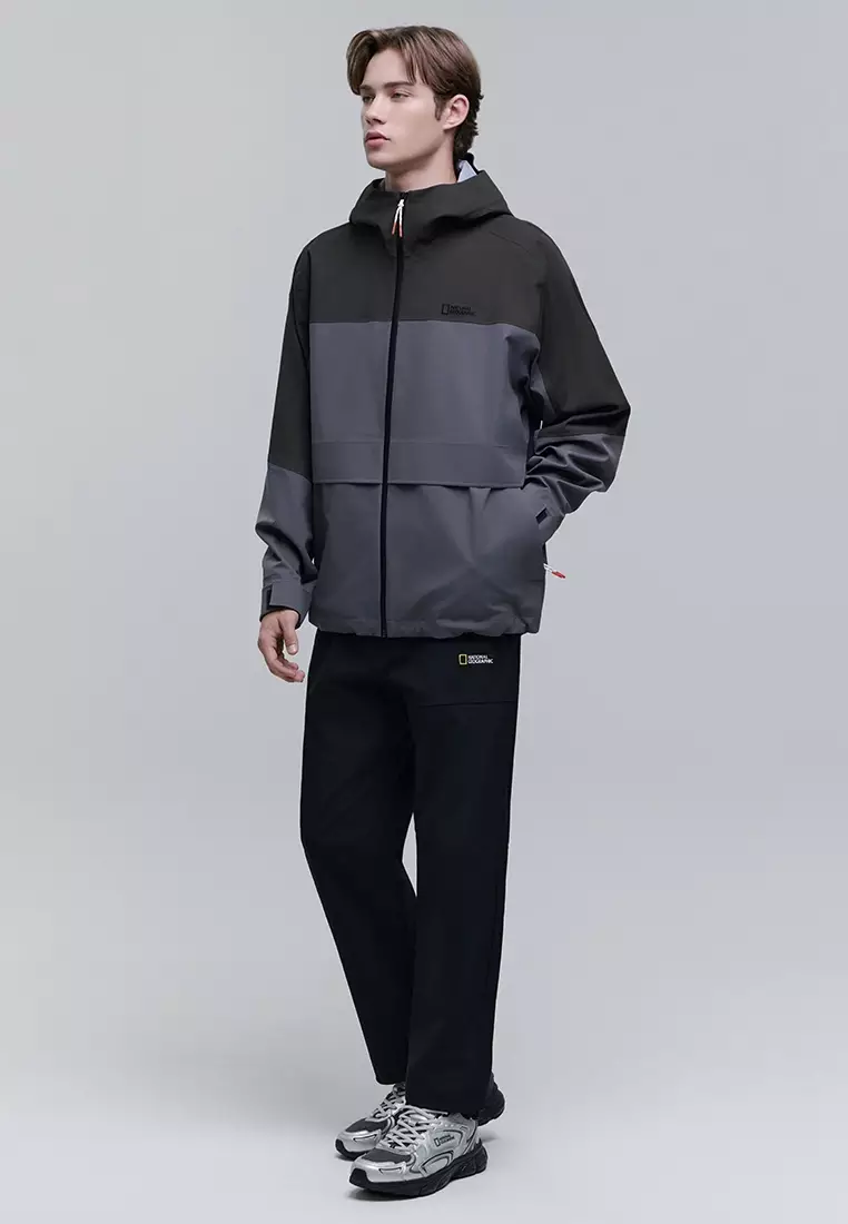 男女同款拼色半寬鬆三層防水風褸