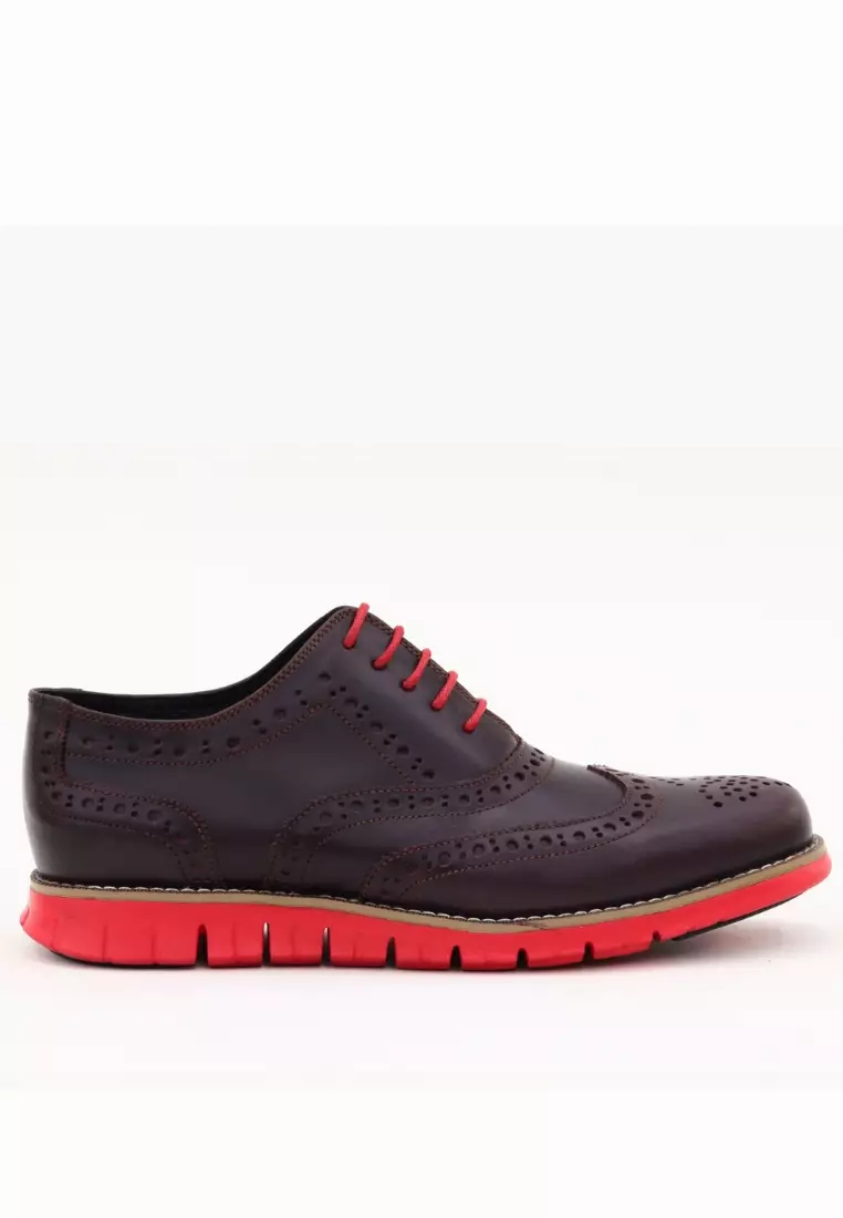 Discount on Jirras  shoes - SKU: Jirras Men Wingtip Oxford Shoes Genuine Leather Filipino Handcraft Burgundy Leather Red Sole Ham