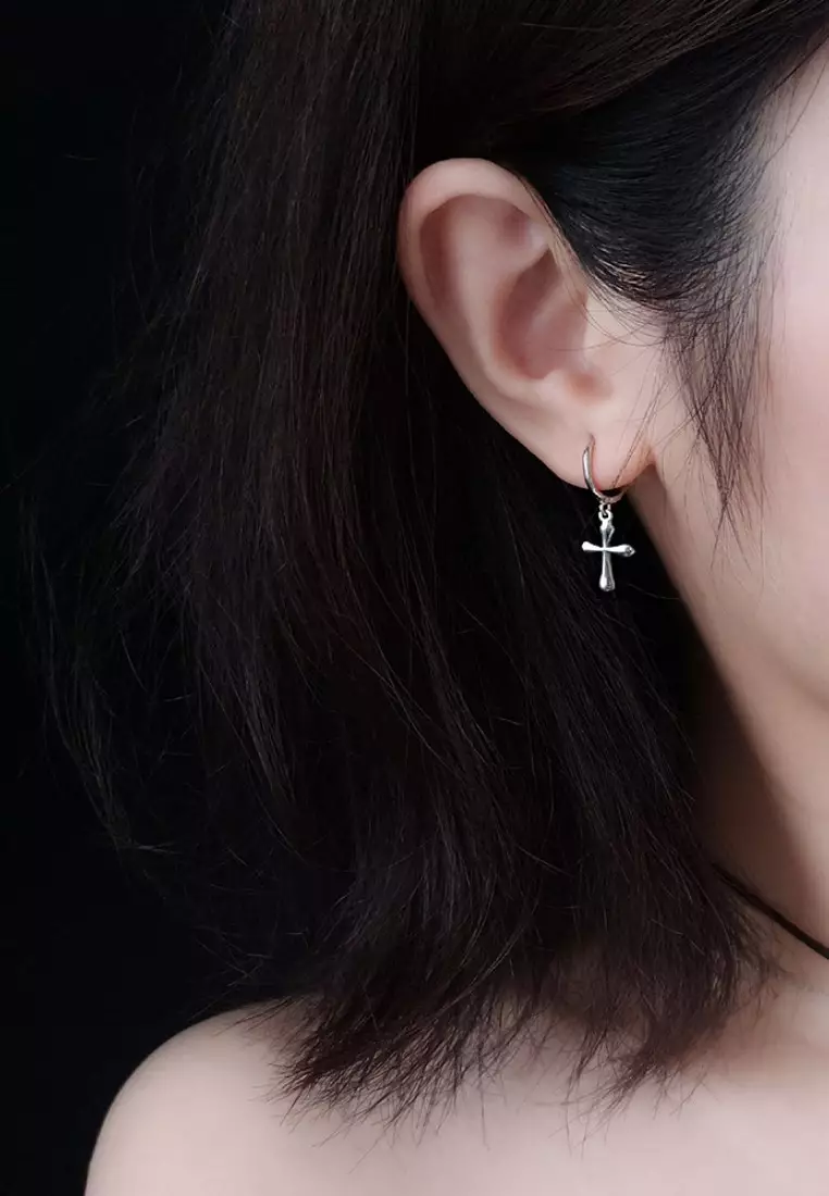 Buy LYCKA LDR8123 S925 Silver Cross Earrings 2024 Online ZALORA