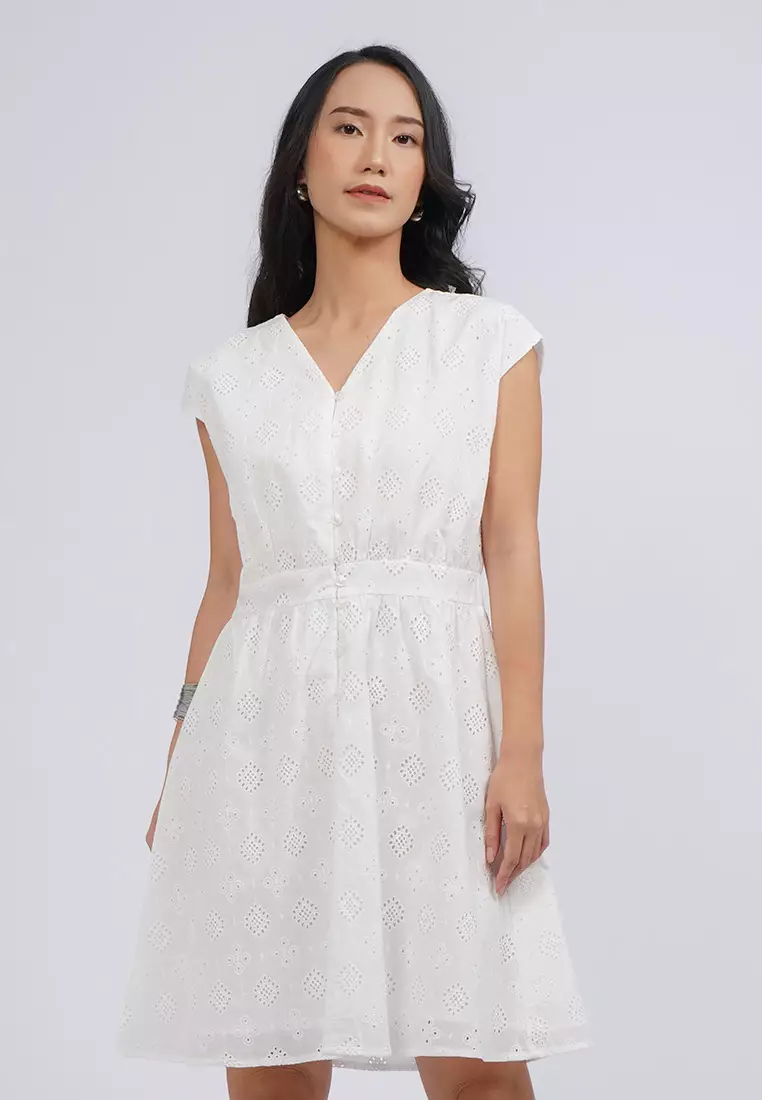 V-Neck Sleeveless Mini Dress COCONUT MILK