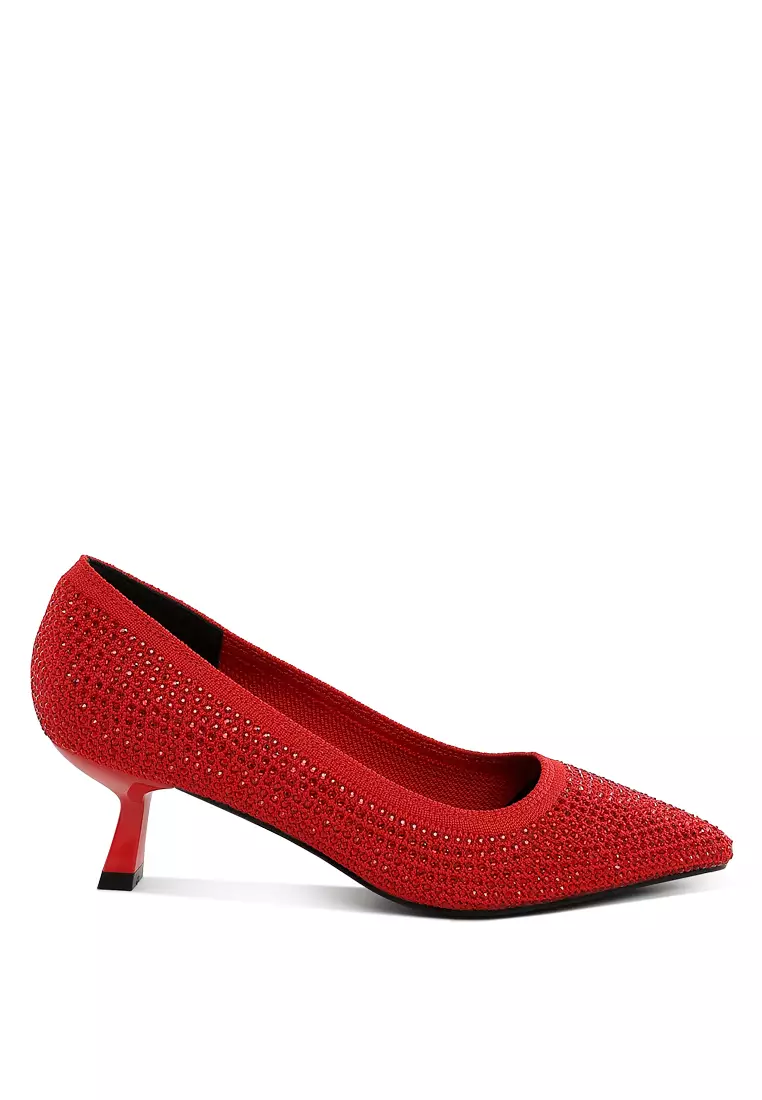 Discount on Rag & CO.  shoes - SKU: Breathable Flyknit Rhinestone Pumps in Red