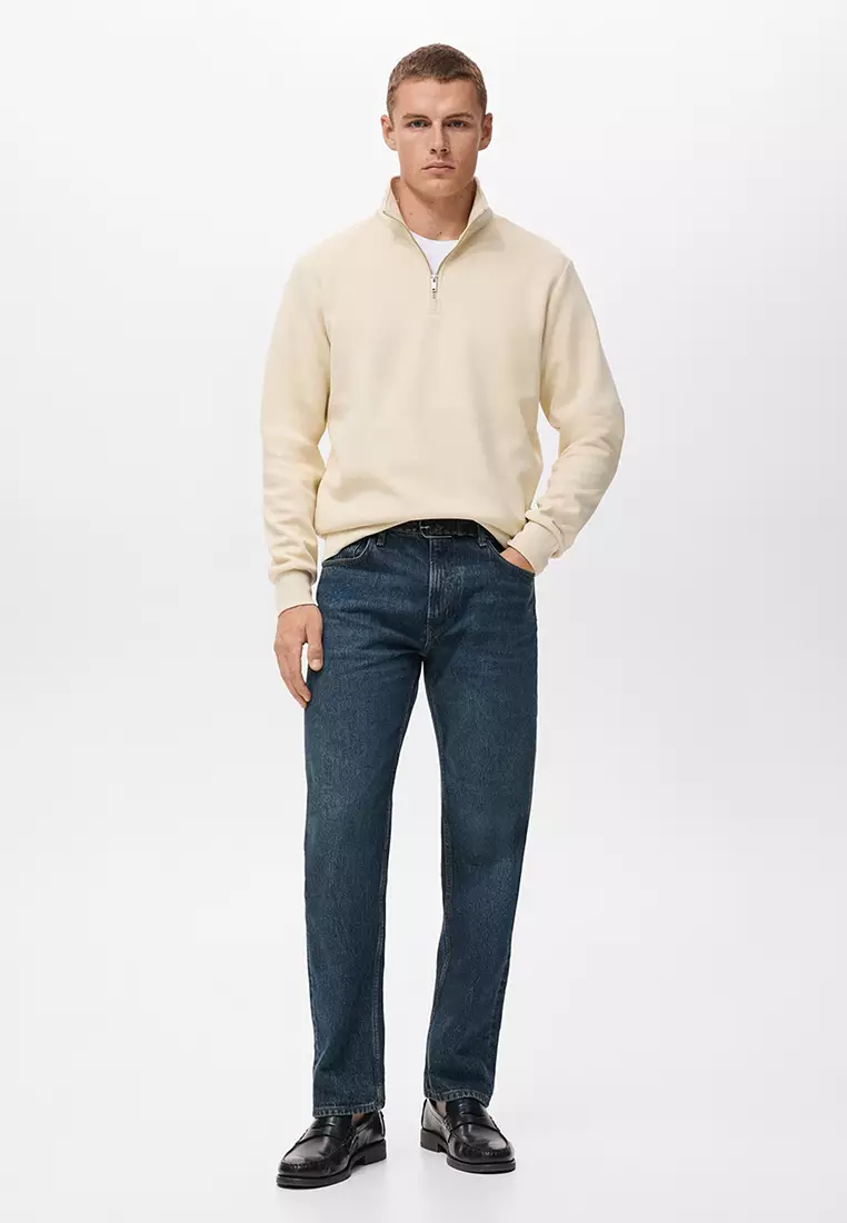Regular-Fit Cotton Sweatshirt With Zip