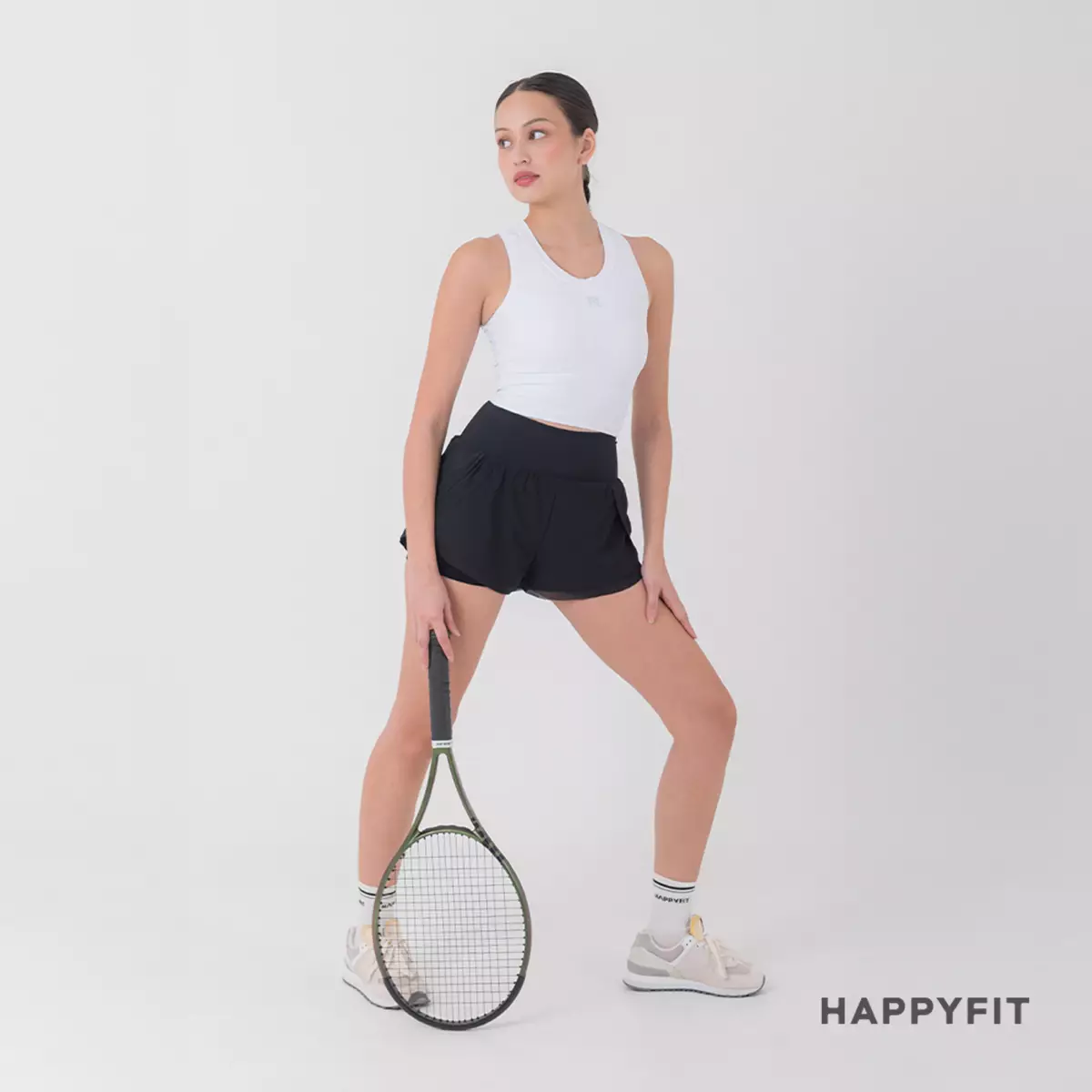 HAPPYFIT Windproof Short Pants High Waist Black