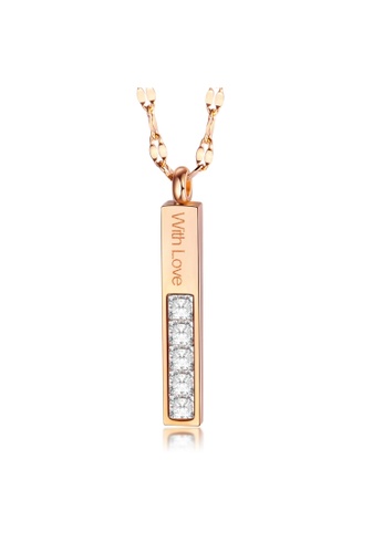 Air Jewellery gold Luxurious Rectangle With Diamonds Necklace In Rose Gold C7166AC311CFF0GS_1