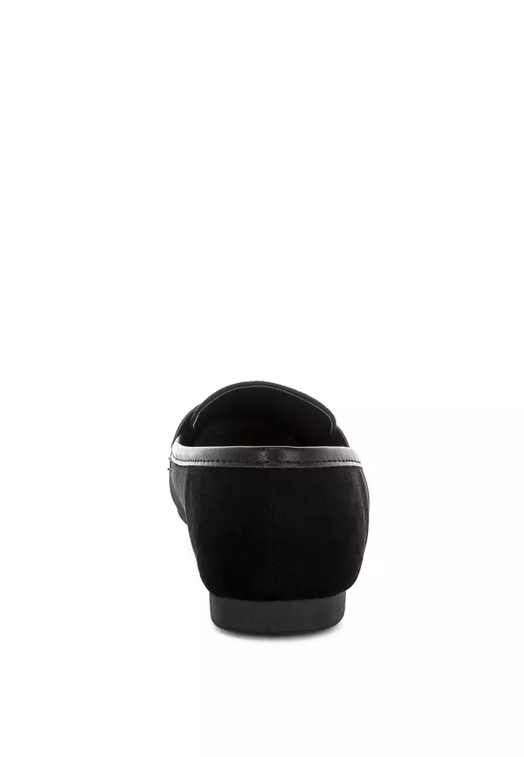 Penny Strap Studded Loafers In Black