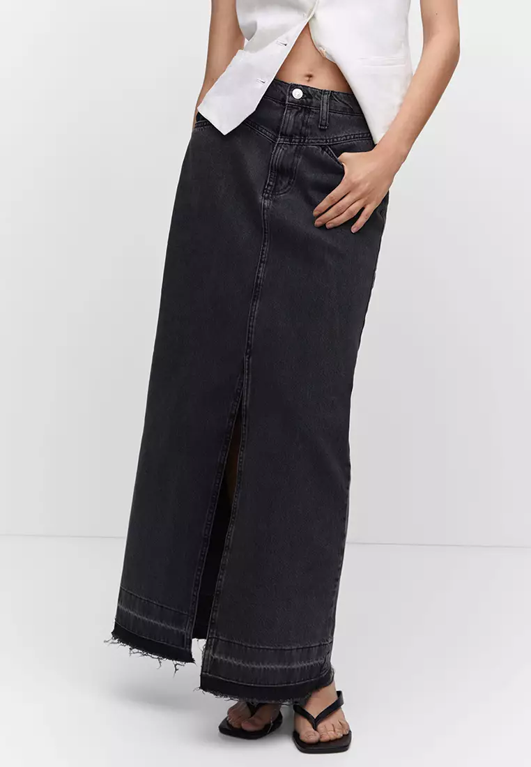 Denim long skirts online sale