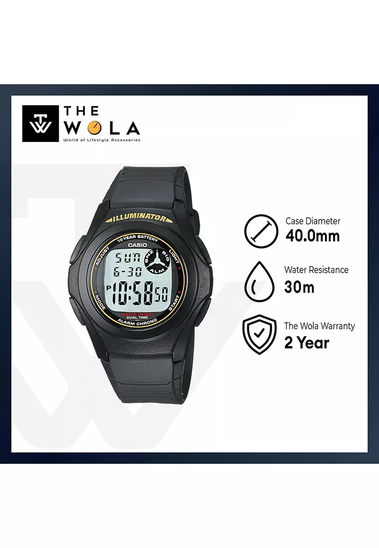 Men's Digital F-200W-9A Black Resin Band Sport Watch