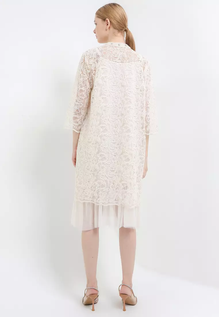 Embellished Embroidery Sequined Mesh Outer W/ Tutu Hem Camisole Dress