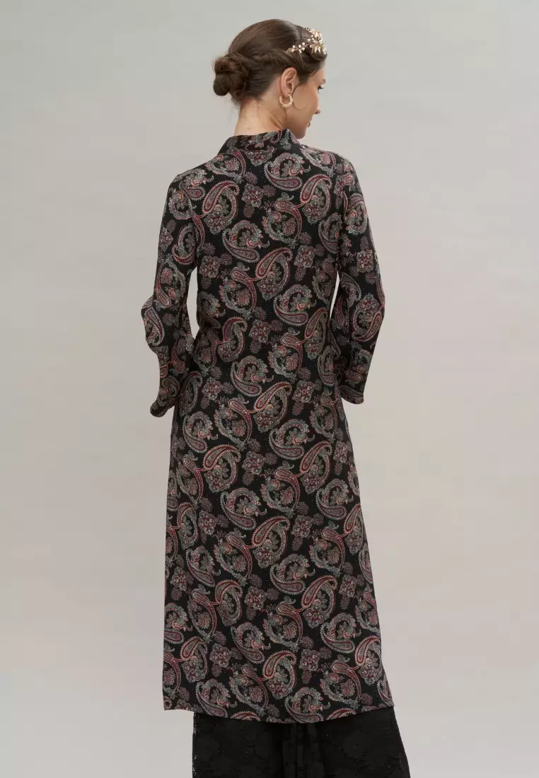 Black Paisley Modern Long Kebaya Top