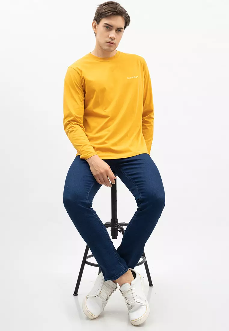 Houseofcuff Kaos Cotton Combed Lengan Panjang Pria Mustard