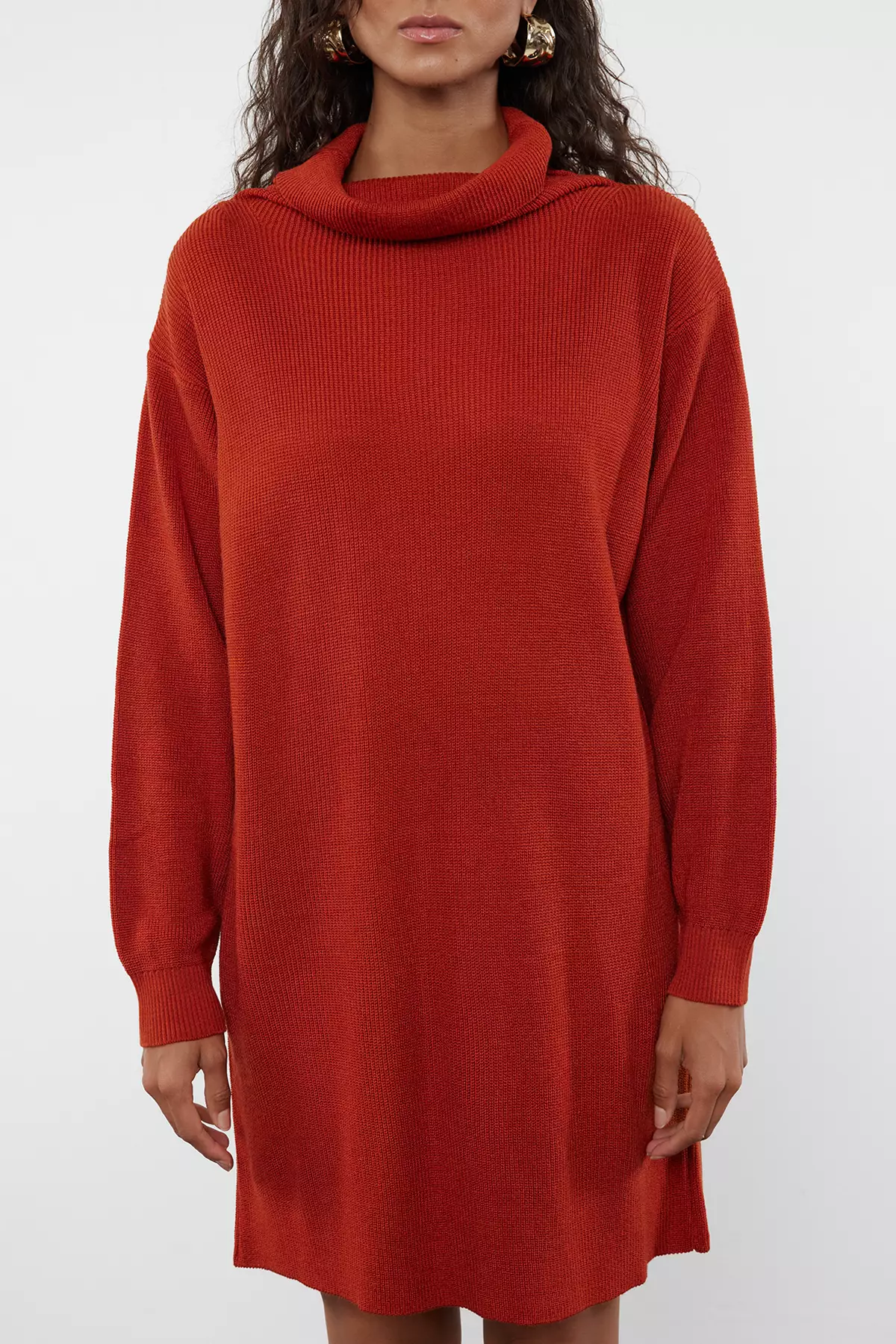 Mini Knitwear Turtleneck Dress