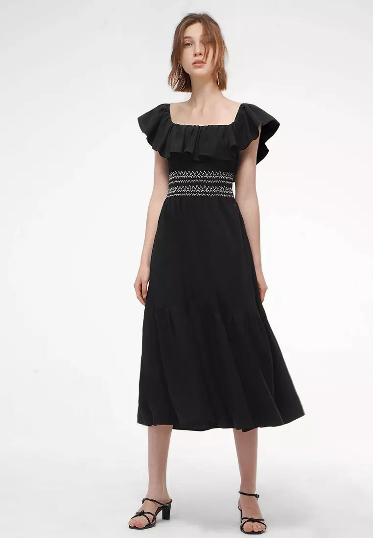 Ruffle Detail Smocked Dress