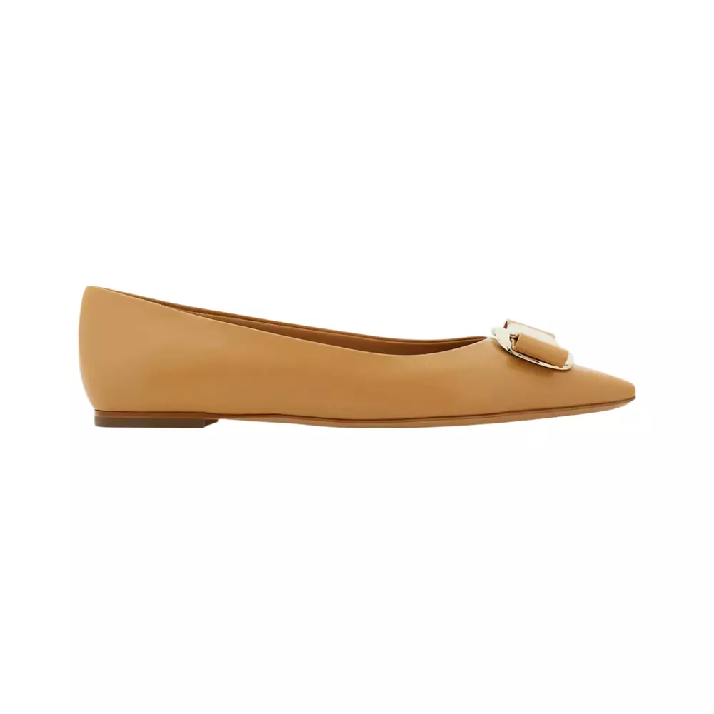 [4.4PRIL KEJUTAN HARGA] New Vara Plate Ballet Flats Light Camel
