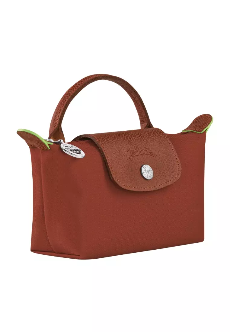 Longchamp Le Pliage Green Pouch with Handle Chestnut