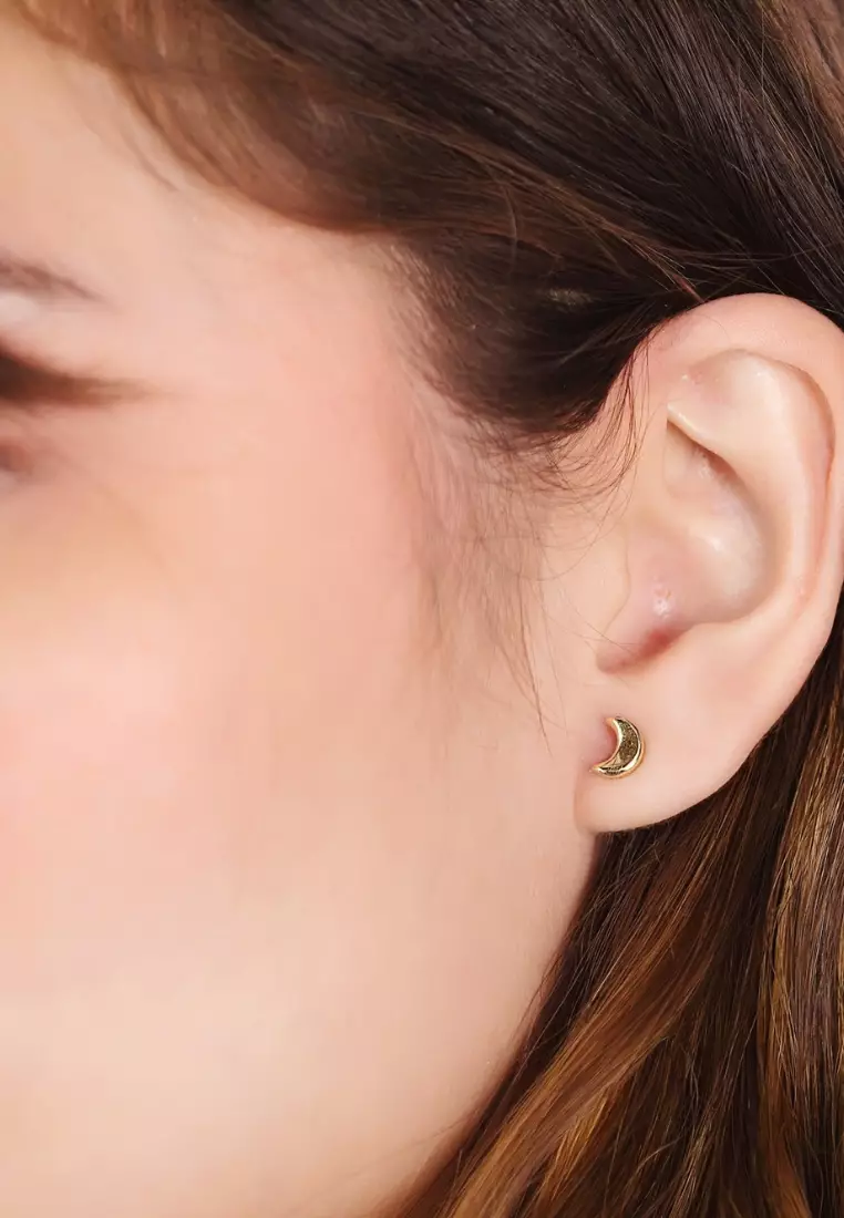 Moon Studs Earrings 14k Gold
