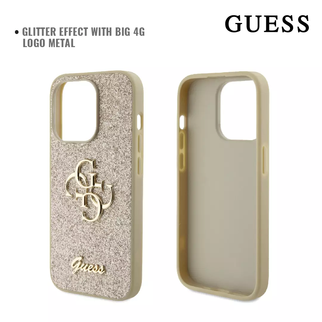 Jual Guess Case iPhone 15 Pro GUESS Fixed Glitter Big 4G logo - Gold ...