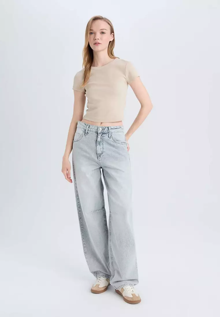 Basic Plain Ribbed T-Shirt