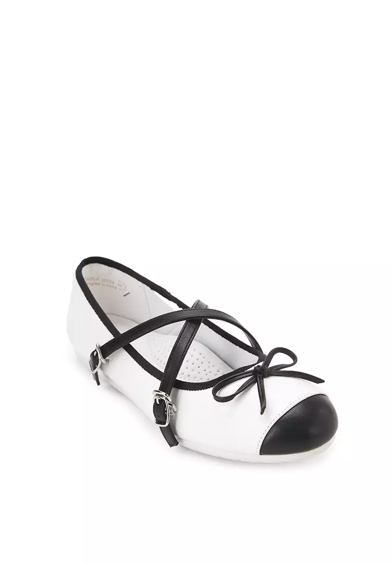 CARLA J2525-6 FLATSHOES WHITE/BLACK