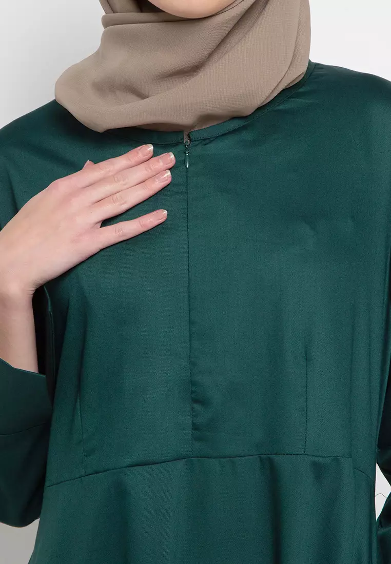 JV Hasanah Delisha Cotton Dress Army | Gamis Katun Toyobo Pita Ikat