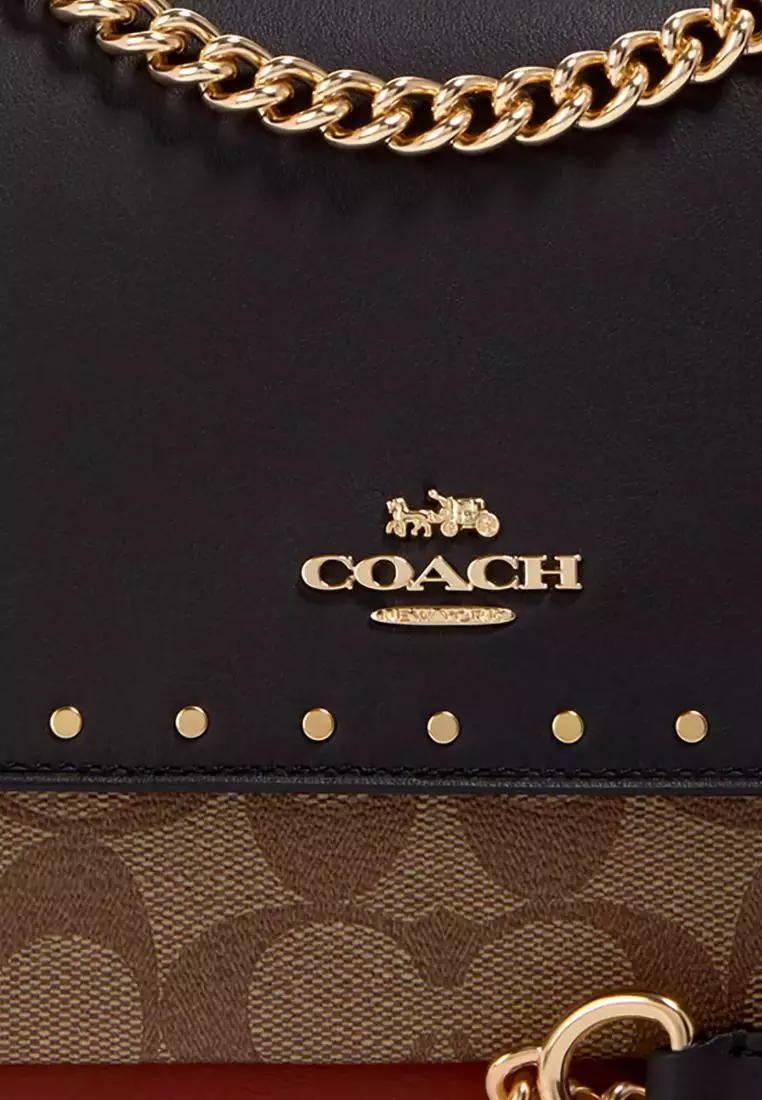 Coach Klare Crossbody In Signature Canvas With Rivets Khaki Multi