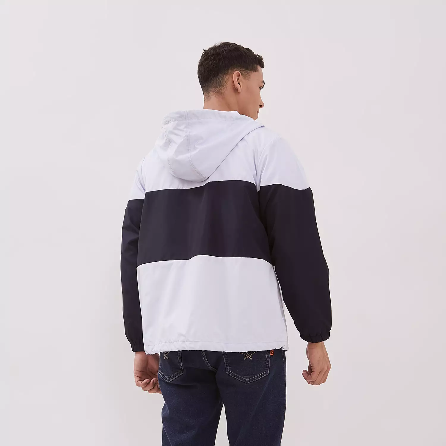 DUST Jaket Hoodie Unisex Color Blok Senara LT.Grey Navy (D.5406-U)