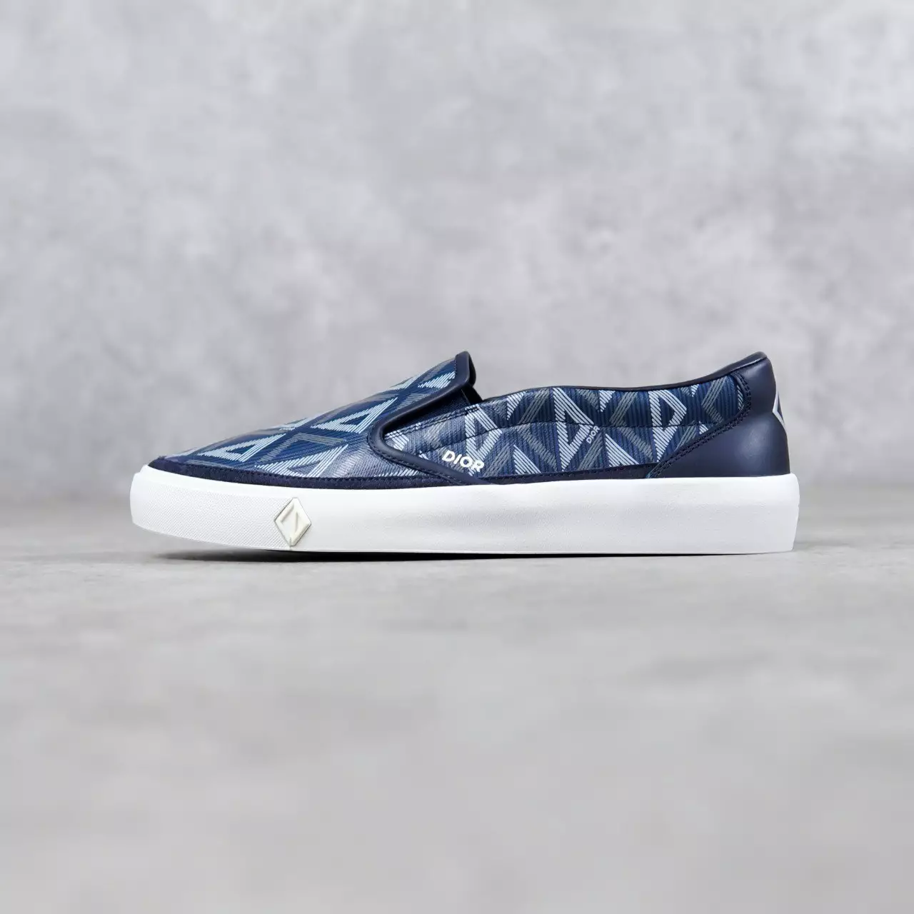 Sepatu CHRISTIAN DIOR DIAMOND JACQUARD NAVY SLIP ON 100% ORIGINAL
