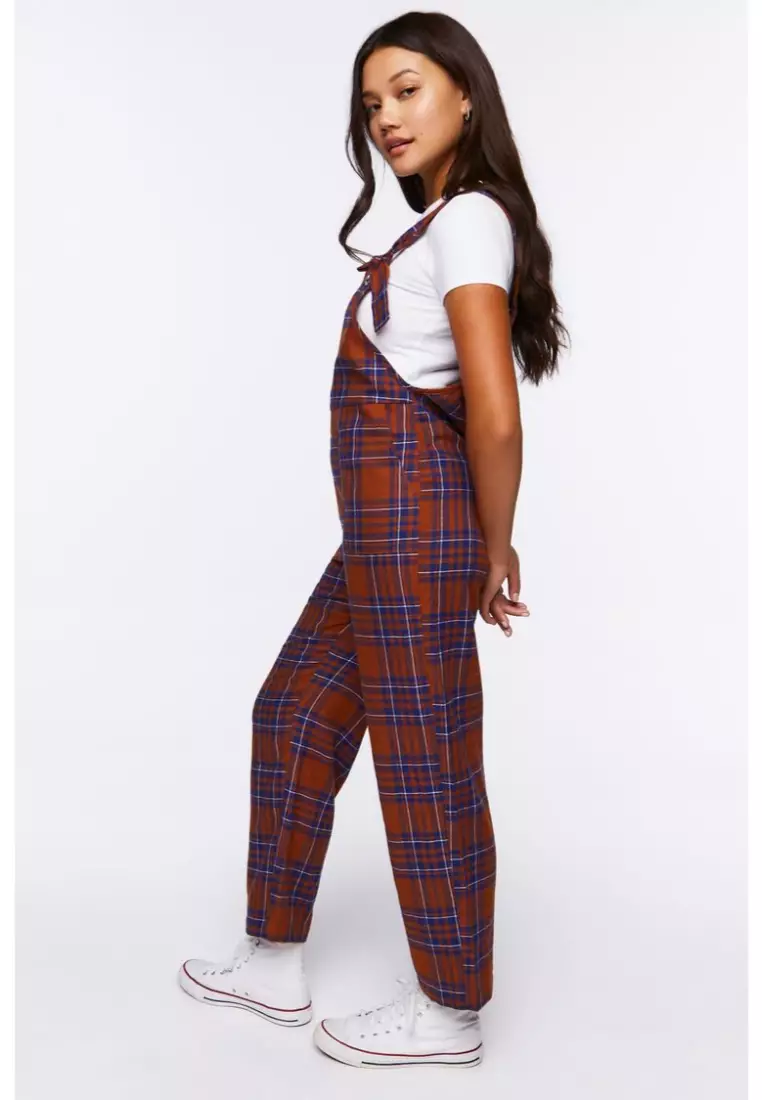 Plaid jumpsuit forever 21 top