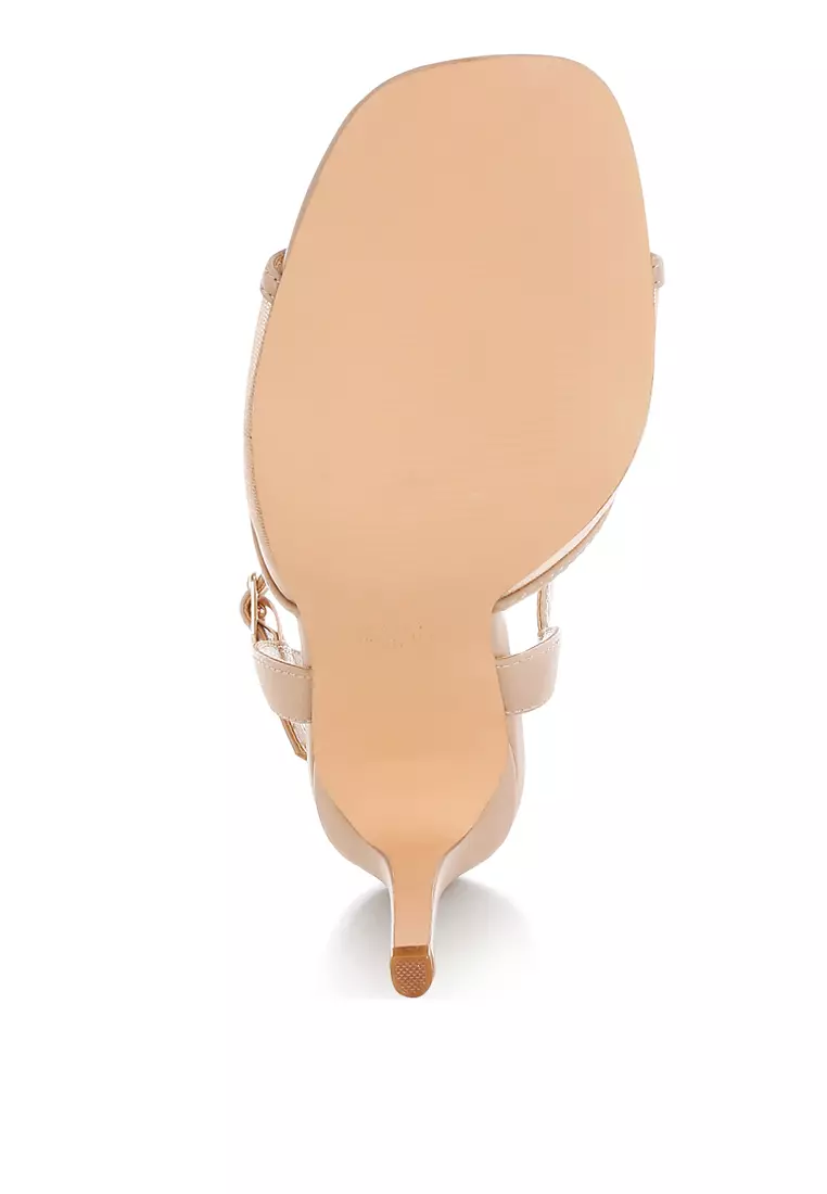 Square Toe Stiletto Heels in Beige