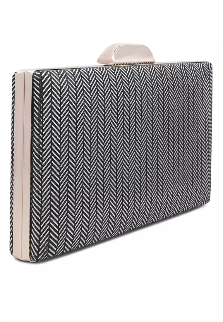Buy London Rag Dark Grey Metallic Shimmer Clutch Bag 2024 Online