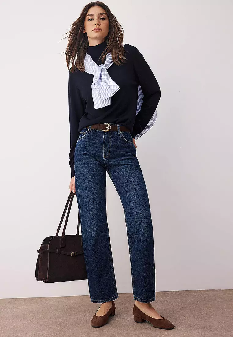High Waist Straight Straight Cut Jeans