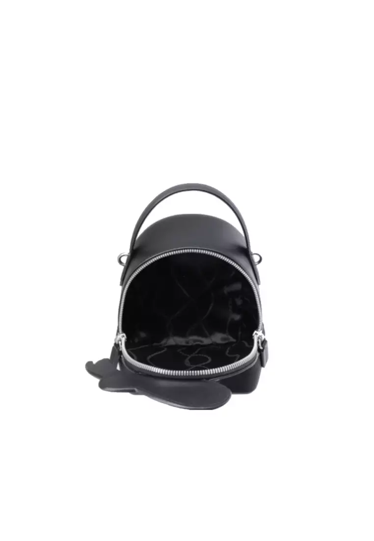 Buy FION Donald Duck Black Embroidered Leather Backpack Online | ZALORA ...