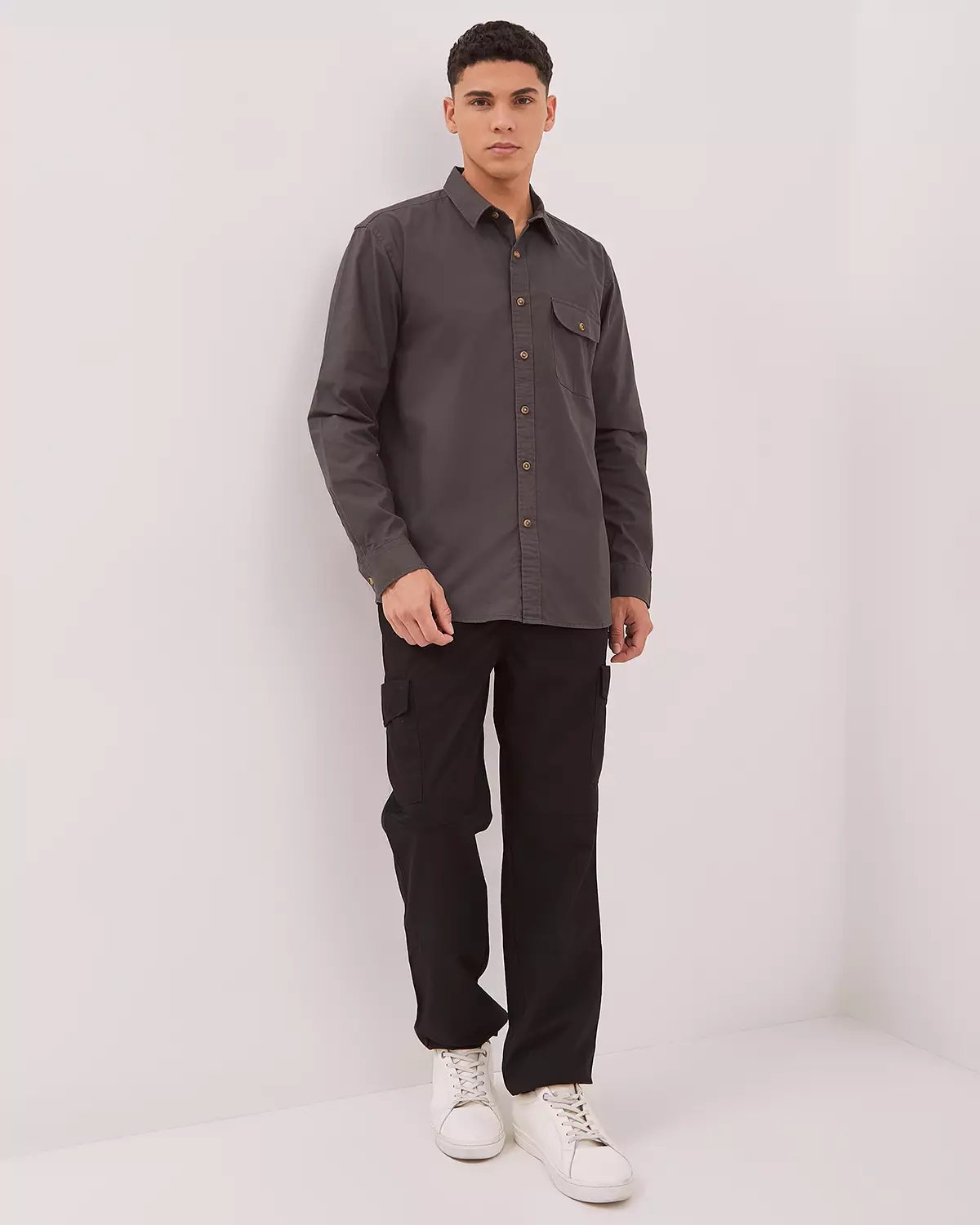 MEN'S BROWN LONG SLEEVE SHIRT