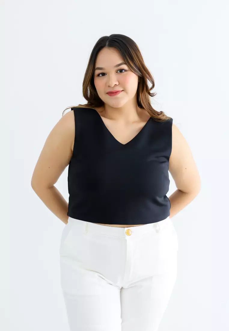Jual Xtramiles Plus Size Crop Top Tee In Jae Black