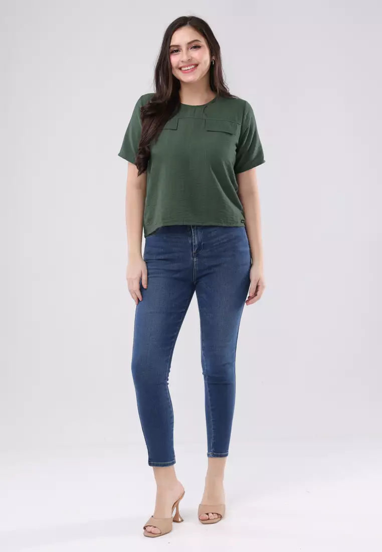 Slub Linen Woven Short Sleeves Blouse