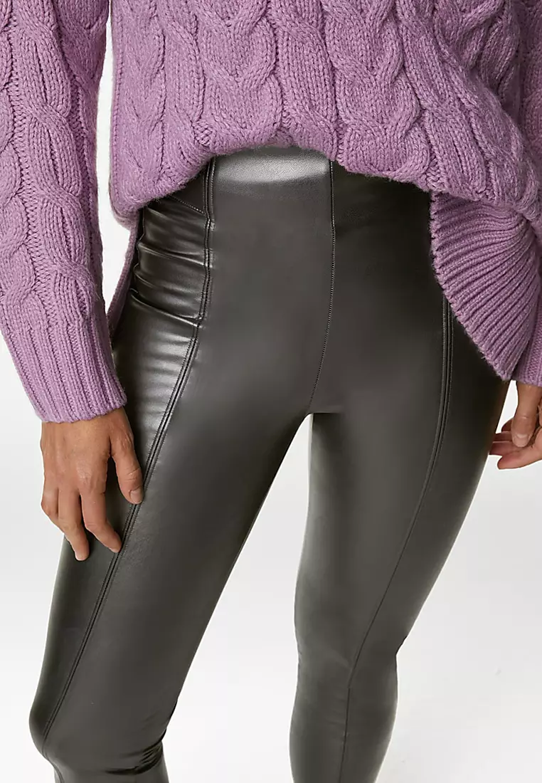 Leather Look High Waisted Leggings