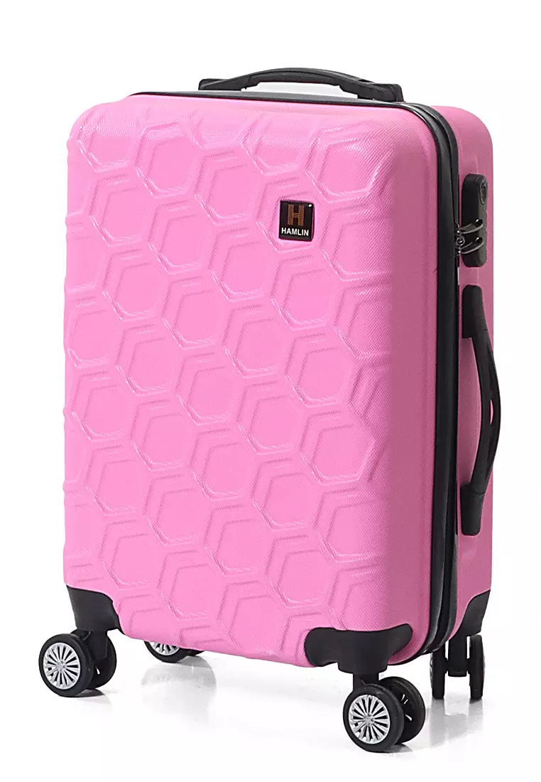 Carlton Koper Hardcase Desain Hexagon Size 20 Inch Suitcase Unisex with Rear Compartment Rubber Slot Material ABS+PVC Coated ORIGINAL - PinkBerbie